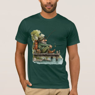 Whimsical Fisherman Lazy Day Fishing T-Shirt