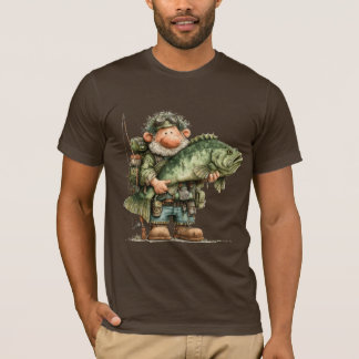 Whimsical Fisherman Lazy Day Fishing T-Shirt