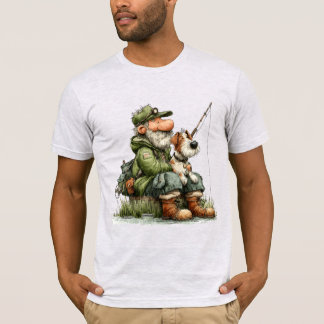 Whimsical Fisherman Lazy Day Fishing T-Shirt