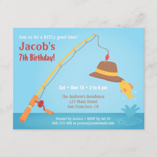 Whimsical Fishing Birthday Party Invitations
