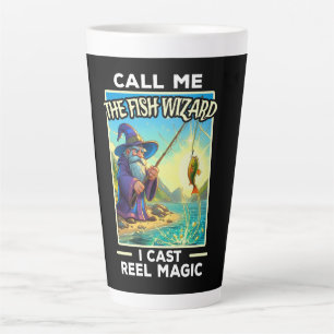 Whimsical Fishing Wizard Latte Mug