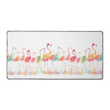 Whimsical Flamingo Birds Desk Mat