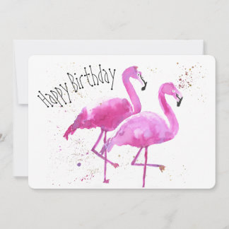 Whimsical, Flamingo Flat Birthday Card