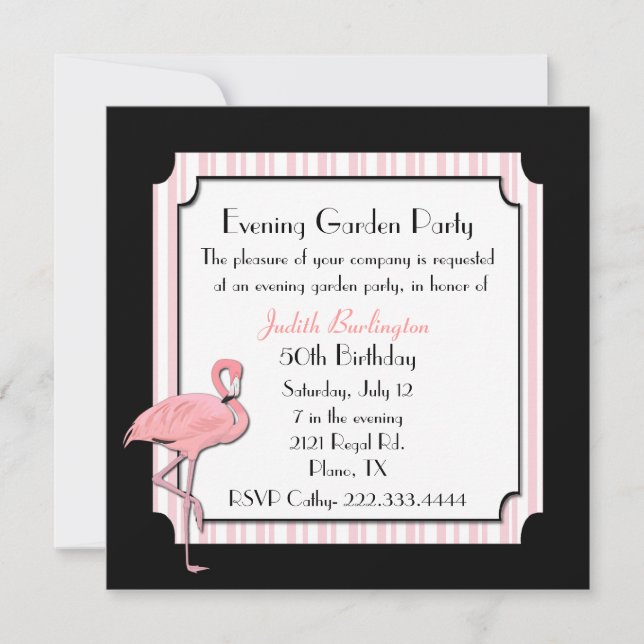 Whimsical Flamingo Party Invitation (Front)