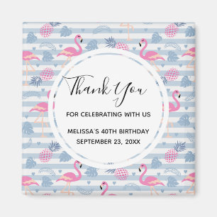 Whimsical Flamingo & Pineapple Pattern Favour Magnet