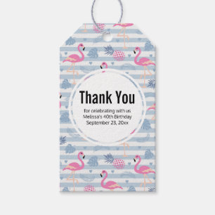 Whimsical Flamingo & Pineapple Pattern Thank You Gift Tags