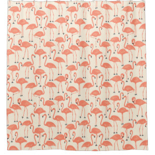 Whimsical Flamingo   Tropical Bathroom Sunset Shower Curtain