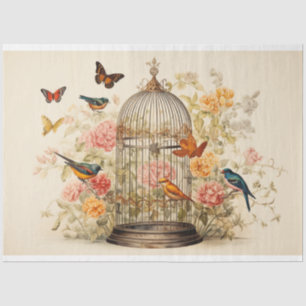 Whimsical Flight: Birdcage Decoupage Tissue Paper