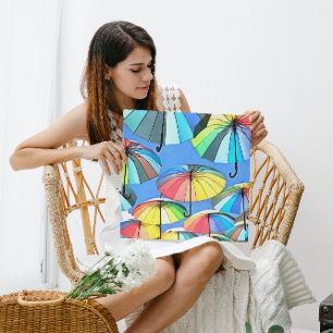 Whimsical Floating Multicolored Umbrellas Canvas Print