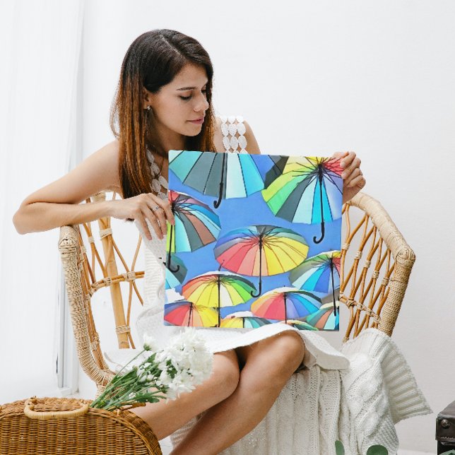 Whimsical Floating Multicolored Umbrellas Canvas Print (Creator Uploaded)