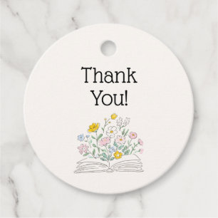 Whimsical Floral A New Chapter Bridal Shower Favour Tags