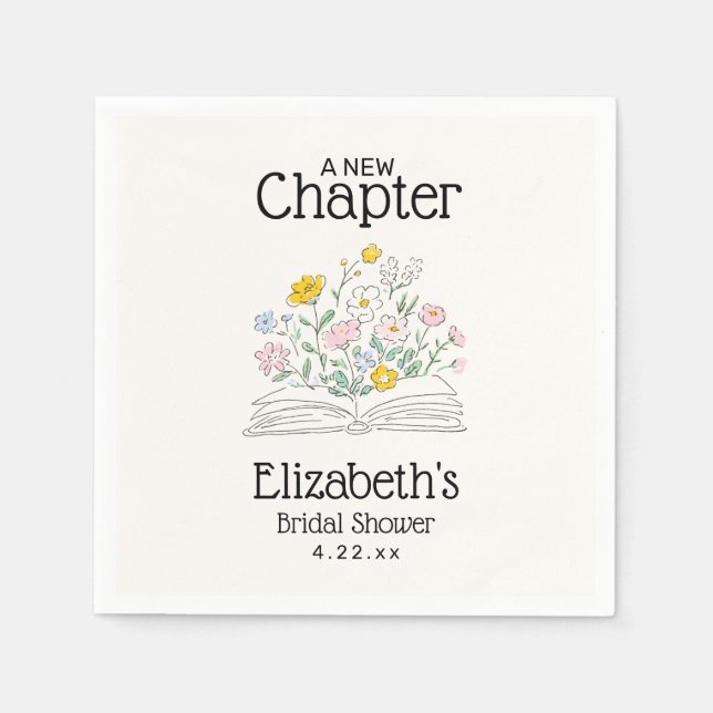 Whimsical Floral A New Chapter Bridal Shower  Napkin (Front)
