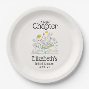 Whimsical Floral A New Chapter Bridal Shower Paper Plate