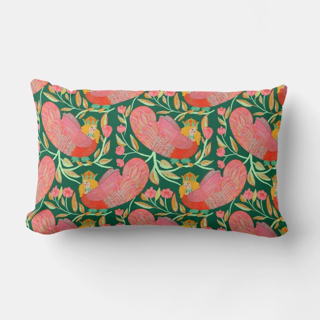 Whimsical Floral Bird Throw Pillow Throw Pillow (Front)