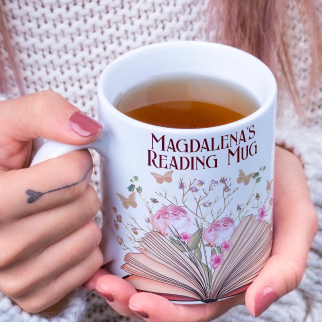Whimsical Floral Book Lover Bookish Name Reading Coffee Mug (Creator Uploaded)