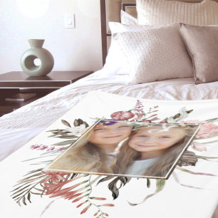 Whimsical Floral Bouquet Photo Fleece Blanket