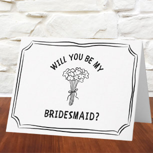 Whimsical Floral Bow Bouquet Bridesmaid Proposal  Card