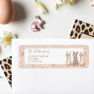 Whimsical Floral Bunnies Easter Return Address