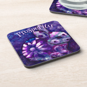 Whimsical Floral Bunny Rabbit Personalised Coaster