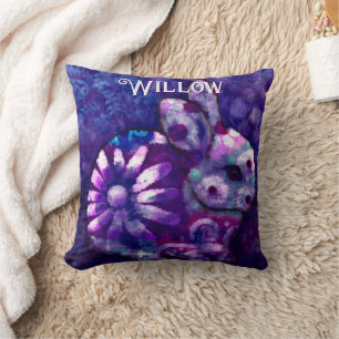 Whimsical Floral Bunny Rabbit Personalised Cushion