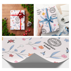 Whimsical Floral Business Logo Bloom Wrapping Paper