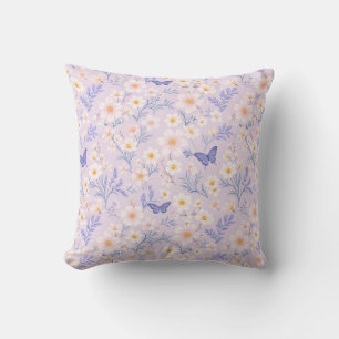 whimsical floral butterflies pastel cushion