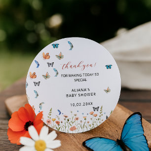 Whimsical Floral Butterfly Bridal Shower Thankyou Classic Round Sticker