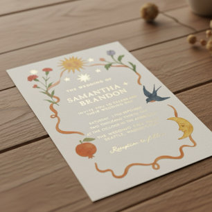 Whimsical Floral & Celestial Gold Wedding