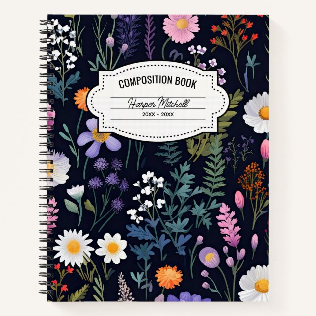 Whimsical Floral Composition Notebook (Front)