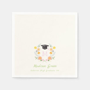 Whimsical Floral Crest Graduation Napkin