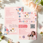 Whimsical floral cute pastel pet sitter dog walker flyer<br><div class="desc">Elevate your pet care business with this adorable, illustrated pet sitter and dog walker flyer. Featuring a charming design of playful pets surrounded by whimsical flowers in a fully editable colour palette, this flyer is perfect for grabbing attention and showcasing your services. The front highlights essential contact information, social media...</div>