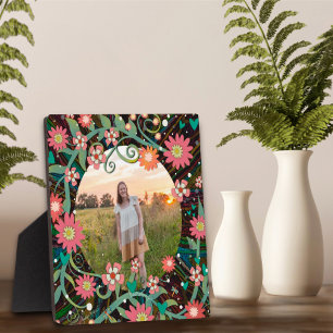 Whimsical Floral Cute Photo Customised Plaque