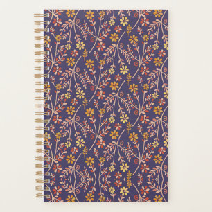 Whimsical Floral Design with Vines on Purple Back Planner