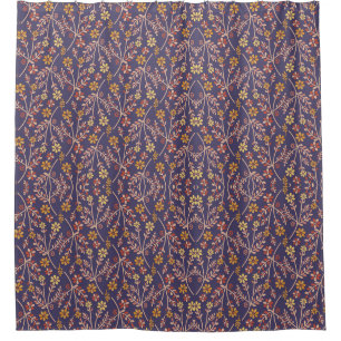 Whimsical Floral Design with Vines on Purple Back Shower Curtain