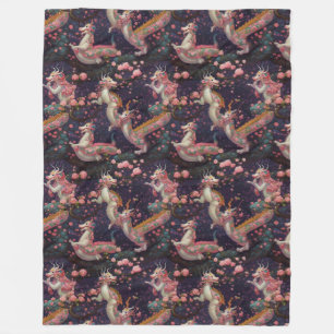 Whimsical Floral Dragons Fleece Blanket