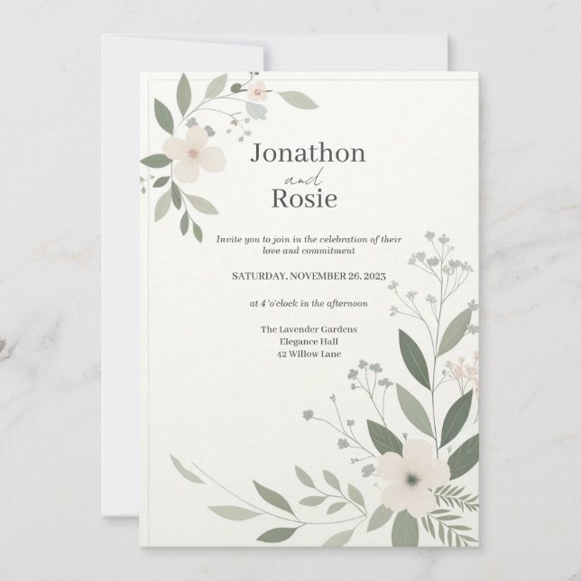 Whimsical Floral Elegance Wedding Invitation (Front)