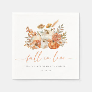 Whimsical Floral Fall in Love Bridal Shower Napkin