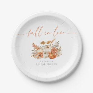 Whimsical Floral Fall in Love Bridal Shower Paper Plate