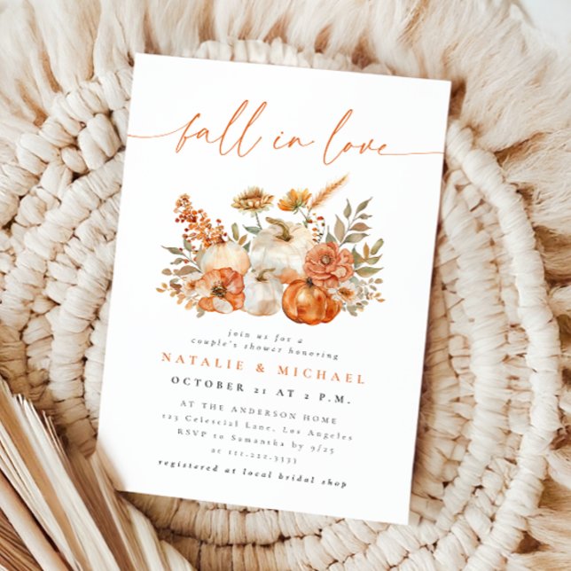 Whimsical Floral Fall in Love Couple's Shower Invitation (Creator Uploaded)
