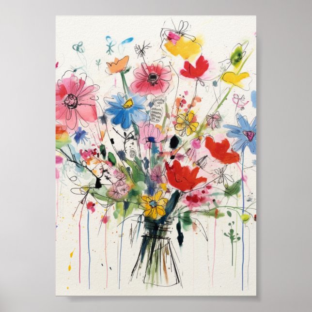 Whimsical floral, flowery poster (Front)