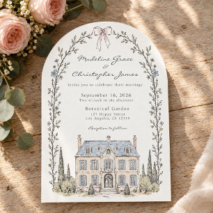Whimsical Floral French Chateau Garden Wedding Invitation