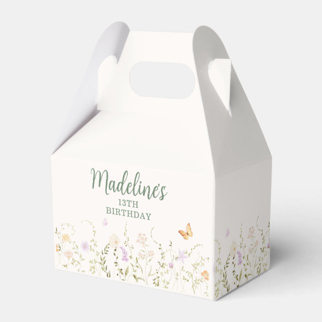 Whimsical Floral Garden Party Birthday Favour Box (Front Side)