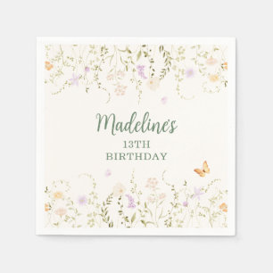 Whimsical Floral Garden Party Birthday Napkin
