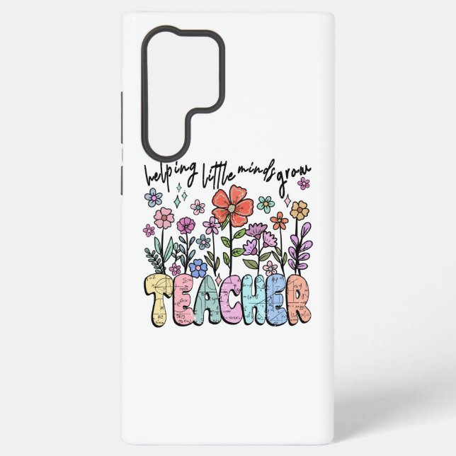Whimsical Floral Garden Teacher Samsung Galaxy S22 Ultra Case (Back)