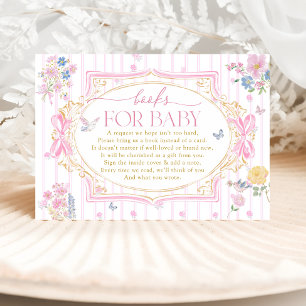Whimsical Floral Girl Books For Baby Ticket  Enclosure Card
