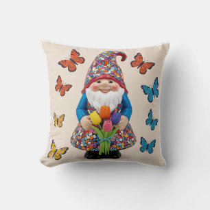 Whimsical Floral Gnome Landscape: Mother's Day Cushion