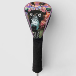 Whimsical Floral Goat Capricorn Personalised Golf Head Cover