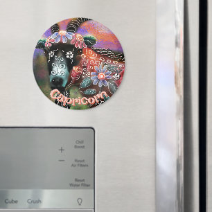 Whimsical Floral Goat Capricorn Personalised Magnet