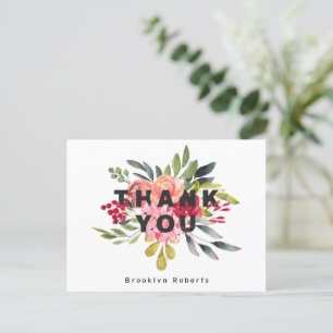 Whimsical Floral Graduation Thank You Postcard