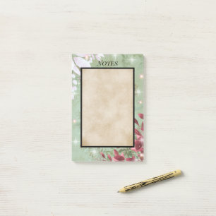 Whimsical Floral Green and Vintage Paper Post-it Notes